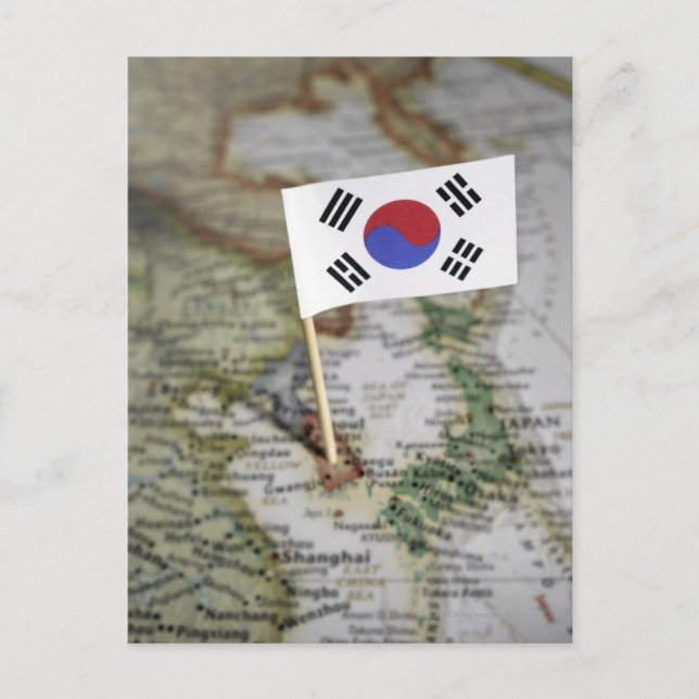 Carte Postale South Korean flag in map (Devant)