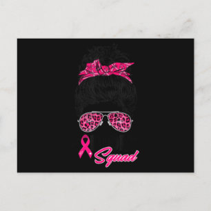 Carte Postale Soutien Squad Messy Bun Pink Warrior Cancer du sei