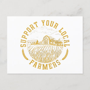 Carte Postale Soutien vintage Vos Agriculteurs Locaux Agricole A