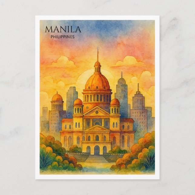 Carte postale souvenir aquarelle de Manille Philip (Devant)