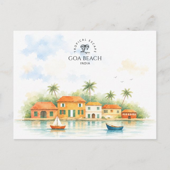Carte Postale Souvenir de Goa, Inde  | Voyage à l'aquarelle  (Devant)