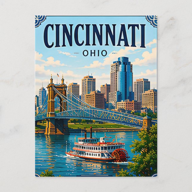 Carte Postale 🌉 Souvenir de vacances à Cincinnati Ohio Rive 🌉 (Devant)