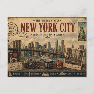 Carte Postale Souvenir de vacances à New York vintage