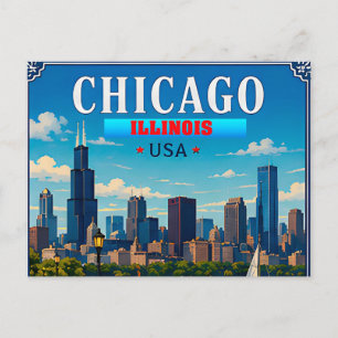 Carte Postale 🌆 Souvenir de vacances de la skyline de Chicago I