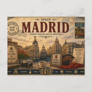 Carte Postale Souvenir de vacances en Espagne vintage
