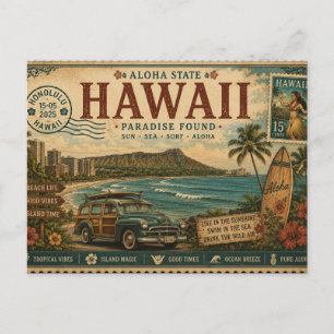 Carte Postale Souvenir de vacances vintage à Hawaï