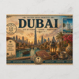 Carte Postale Souvenir de vacances vintage aux Émirats arabes un