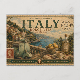 Carte Postale Souvenir de vacances vintage en Italie
