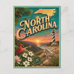 Carte postale souvenir de voyage rétro de Caroline