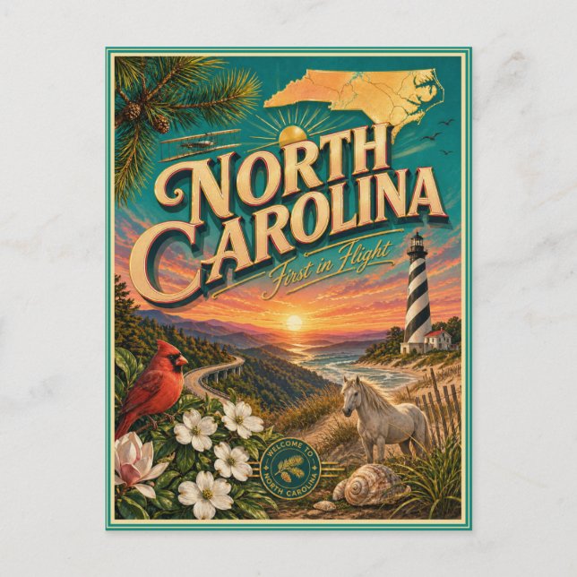 Carte postale souvenir de voyage rétro de Caroline (Devant)