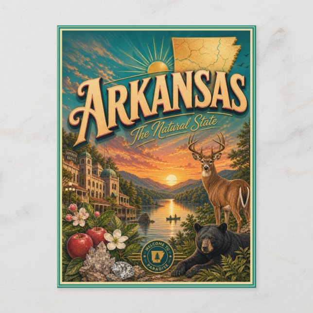 Carte postale souvenir de voyage rétro de l'Arkans (Devant)