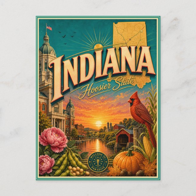 Carte postale souvenir de voyage rétro de l'Indian (Devant)