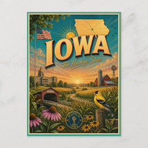 Carte postale souvenir de voyage rétro de l'Iowa