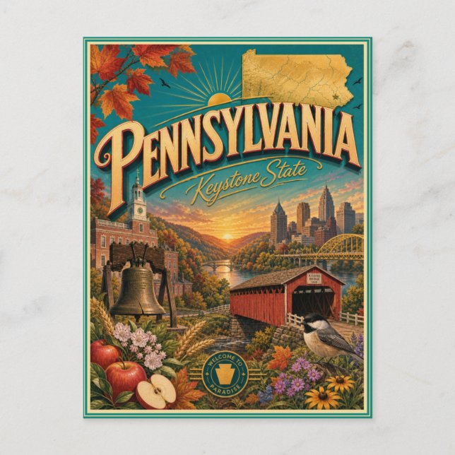 Carte postale souvenir de voyage rétro de Pennsylv (Devant)