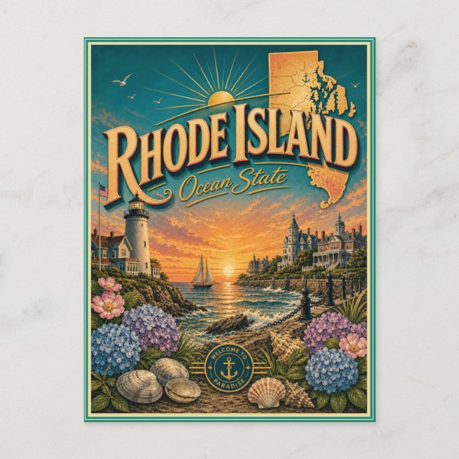 Carte postale souvenir de voyage rétro de Rhode Is (Devant)