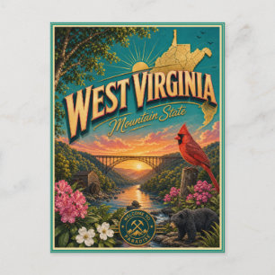 Carte postale souvenir de voyage rétro de Virginie