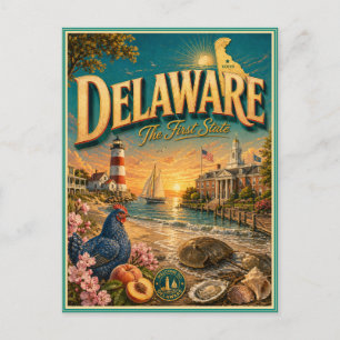 Carte postale souvenir de voyage rétro du Delaware