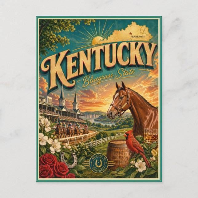 Carte postale souvenir de voyage rétro du Kentucky (Devant)