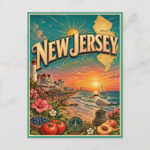 Carte postale souvenir de voyage rétro du New Jers