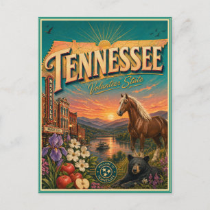 Carte postale souvenir de voyage rétro du Tennesse