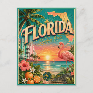 Carte postale souvenir de voyage rétro Floride