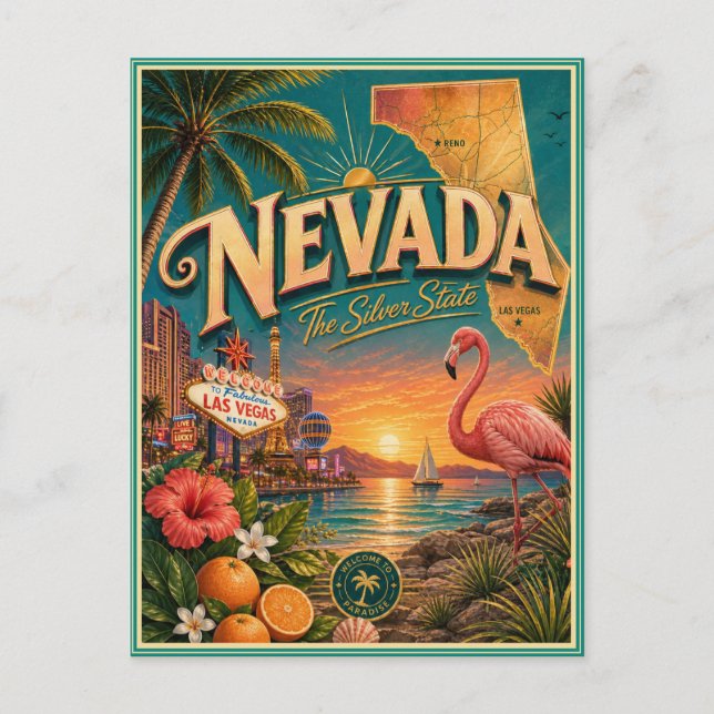 Carte postale souvenir de voyage rétro Nevada (Devant)