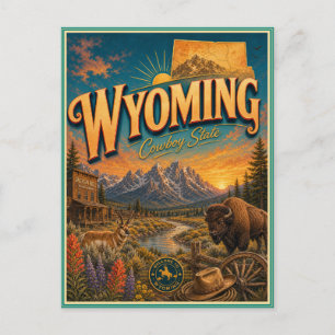 Carte postale souvenir de voyage rétro Wyoming