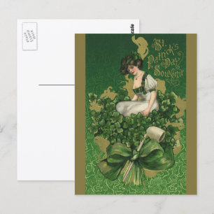 Carte Postale Souvenir vintage de la Saint Patrick, Lass irlanda