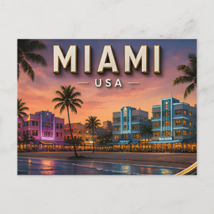 Carte Postale Souvenirs de vacances à Miami Beach