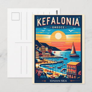Carte Postale souvenirs de voyage kefalonia grèce vintage