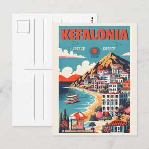 Carte Postale souvenirs de voyage kefalonia grèce vintage