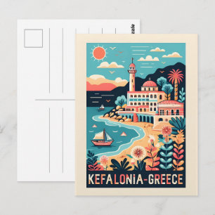 Carte Postale souvenirs de voyage kefalonia grèce vintage