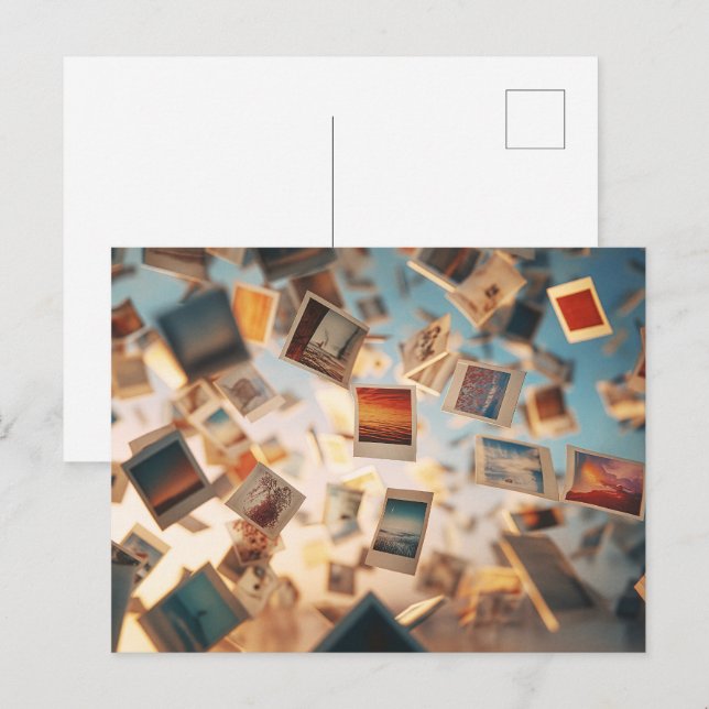 Carte Postale Souvenirs Polaroïd Flottants (Devant / Derrière)