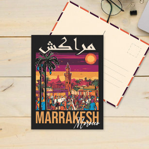 Carte Postale Souvenirs Vintage voyage Marrakech Maroc