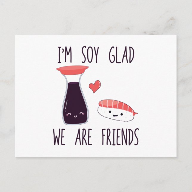 Carte Postale Soy Sushi Friends | Cadeaux alimentaires japonais (Devant)
