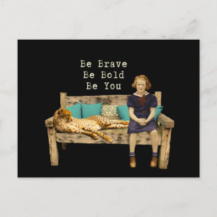 Carte Postale Soyez courageux écolière Vintage & Cheetah Campy