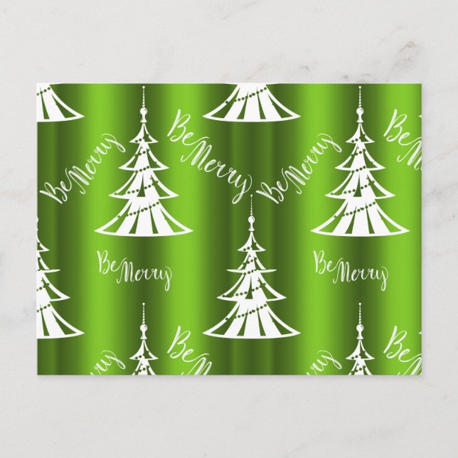 Carte Postale Soyez Joyeux arbres de Noël verts (Devant)