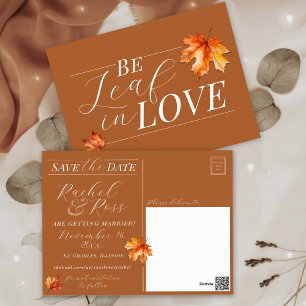 Carte Postale Soyez la feuille en amour Mariage de automne rouil