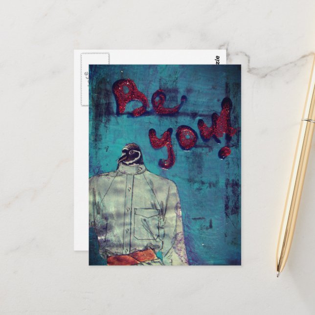 Carte Postale Soyez l'oiseau Médias mixtes (Devant/Arrière en situation)