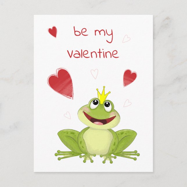 Carte Postale Soyez ma Saint Valentin Cute Frog Prince Holiday C (Devant)