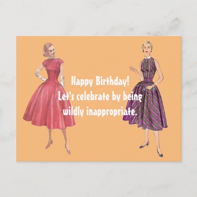 Carte Postale Soyons inappropriés Funky Retro Anniversaire (Devant)