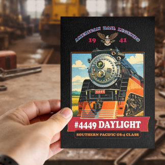 Carte Postale SP GS-4 Daylight Steam Locomotive Vintage Poster