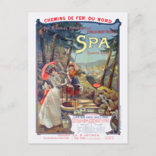 Carte Postale Spa Belgique Poster du Chemin de fer Vintage 1900