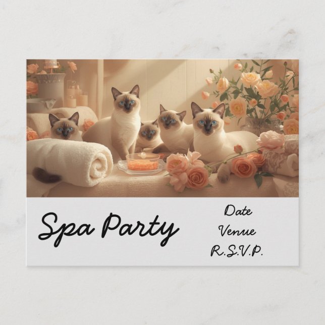 Carte Postale Spa Cat Party en traitement spa (Devant)