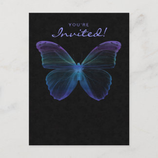 Carte Postale Spa de salon Papillon Postcard Invitation Bleu
