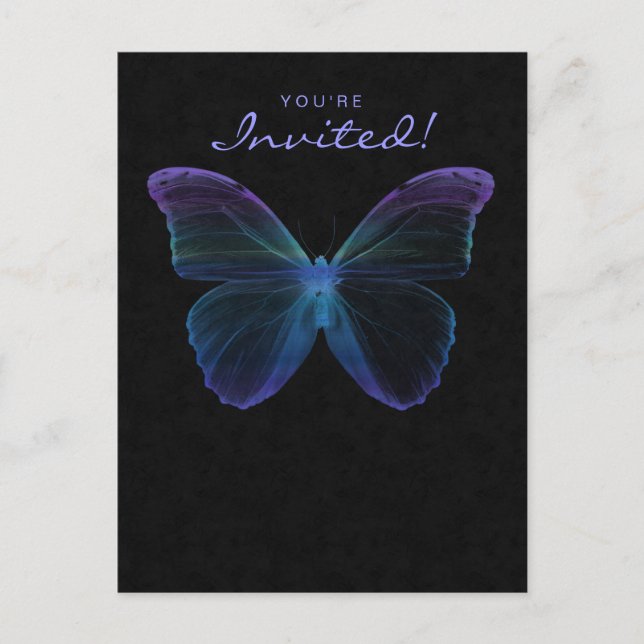 Carte Postale Spa de salon Papillon Postcard Invitation Bleu (Devant)