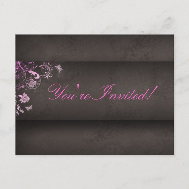 Carte Postale Spa de salon Papillon Postcard Invitation rose (Devant)