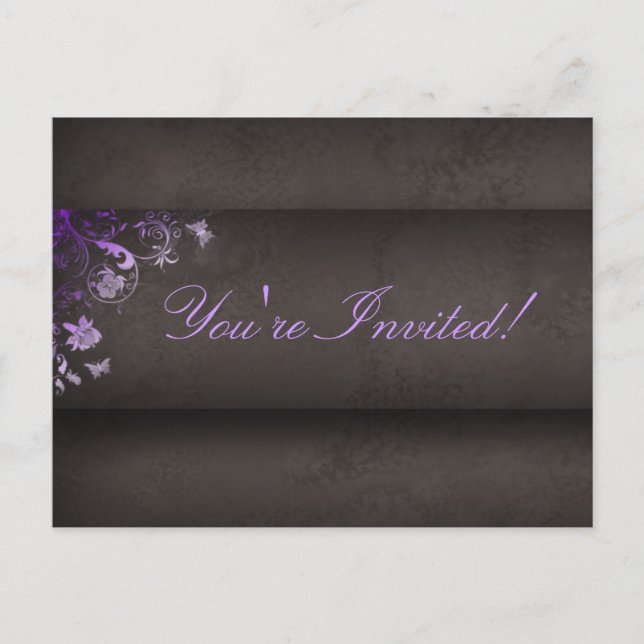 Carte Postale Spa de salon Papillon Postcard Invitation violet (Devant)