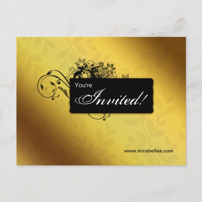 Carte Postale Spa de salon Postcard Invitation Papillon Or (Devant)