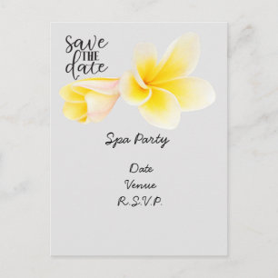 Carte Postale Spa party enregistrer la date avec fleur de Plumer